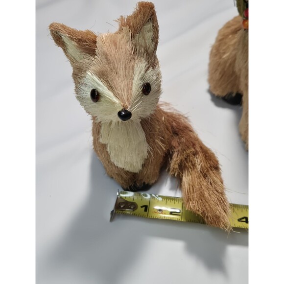 Rustic Brush Fox Farmhouse Figures Set of 2 Autumn Thanksgiving Tabletop Decor - Picture 8 of 13